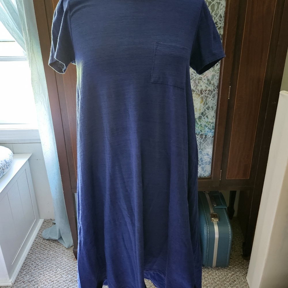 Lularoe Carley hi-lo dress, blue xs, euc